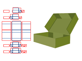 Foldable, flip-top boutique box, grayboard V-groove, crushable for transportation